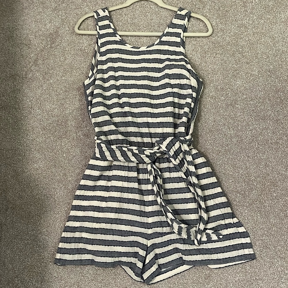 Madewell Blue Striped Romper